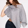 Ghalia Sheer Jersey Poncho in Grey