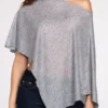 Ghalia Sheer Jersey Poncho in Grey