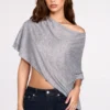Ghalia Sheer Jersey Poncho in Grey