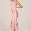 Giada Scarf-Detail Midaxi Dress in Blush Pink