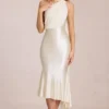 Giada Scarf-Detail Midaxi Dress in Ivory