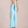 Giada Scarf-Detail Midaxi Dress in Soft Aqua