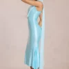 Giada Scarf-Detail Midaxi Dress in Soft Aqua
