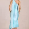 Giada Scarf-Detail Midaxi Dress in Soft Aqua