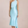 Giada Scarf-Detail Midaxi Dress in Soft Aqua