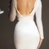Ginevra Velvet Long Sleeve Maxi Dress in Ivory