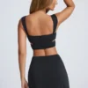 Gloria Ruched A-Line Mini Skirt in Black