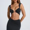 Gloria Ruched A-Line Mini Skirt in Black