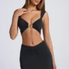 Gloria Ruched A-Line Mini Skirt in Black