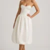Gloriana Convertible Bow-Detail Bubble Hem Midaxi Dress in Ivory