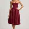Gloriana Convertible Bow-Detail Bubble Hem Midaxi Dress in Wine Red
