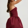 Gloriana Convertible Bow-Detail Bubble Hem Midaxi Dress in Wine Red