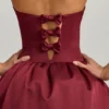 Gloriana Convertible Bow-Detail Bubble Hem Midaxi Dress in Wine Red