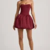 Gloriana Convertible Bow-Detail Bubble Hem Midaxi Dress in Wine Red