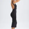 Grainne Ruched Open-Back Midaxi Dress in Black