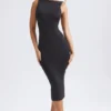 Grainne Ruched Open-Back Midaxi Dress in Black