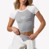 Graphic-Print Cropped T-Shirt in Grey Marl