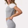 Graphic-Print Cropped T-Shirt in Grey Marl