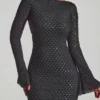 Grazina Embellished Open-Back A-Line Mini Dress in Black