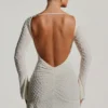 Grazina Embellished Open-Back A-Line Mini Dress in White