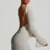 Grazina Embellished Open-Back A-Line Mini Dress in White