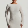Grazina Embellished Open-Back A-Line Mini Dress in White