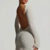 Grazina Embellished Open-Back A-Line Mini Dress in White