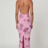 Gyda Embellished Halterneck Maxi Dress in Soft Pink