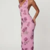 Gyda Embellished Halterneck Maxi Dress in Soft Pink