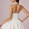 Haddie Modal Broderie Anglaise Halterneck Mini Dress in White