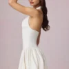 Haddie Modal Broderie Anglaise Halterneck Mini Dress in White