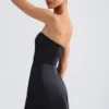 Haisley Bandeau Structured Tulip Mini Dress in Black