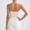 Haisley Bandeau Structured Tulip Mini Dress in Ivory