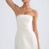 Haisley Bandeau Structured Tulip Mini Dress in Ivory