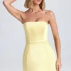 Haisley Bandeau Structured Tulip Mini Dress in Lemon Sherbet