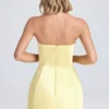 Haisley Bandeau Structured Tulip Mini Dress in Lemon Sherbet