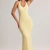 Hallie Modal Halterneck Maxi Dress in Lemon Sherbet