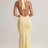 Hallie Modal Halterneck Maxi Dress in Lemon Sherbet