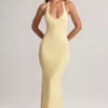 Hallie Modal Halterneck Maxi Dress in Lemon Sherbet