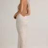 Hallie Modal Halterneck Maxi Dress in Pink Yellow Stripe