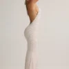 Hallie Modal Halterneck Maxi Dress in Pink Yellow Stripe