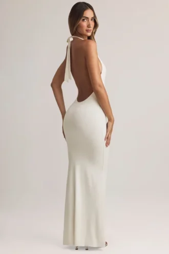 Hallie Modal Halterneck Maxi Dress in White