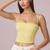 Hania Modal Broderie Anglaise Camisole Top in Lemon Yellow