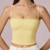 Hania Modal Broderie Anglaise Camisole Top in Lemon Yellow