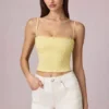 Hania Modal Broderie Anglaise Camisole Top in Lemon Yellow