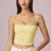 Hania Modal Broderie Anglaise Camisole Top in Lemon Yellow