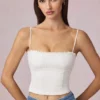 Hania Modal Broderie Anglaise Camisole Top in White