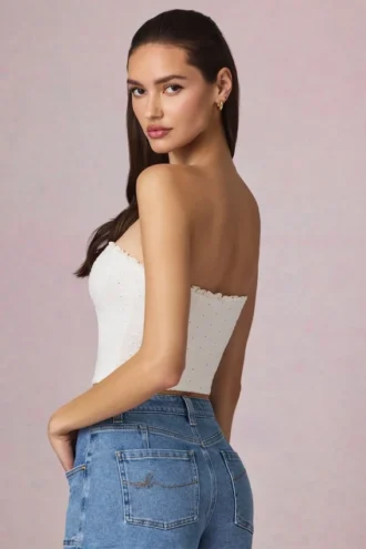 Hania Modal Broderie Anglaise Camisole Top in White