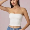 Hania Modal Broderie Anglaise Camisole Top in White