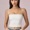 Hania Modal Broderie Anglaise Camisole Top in White